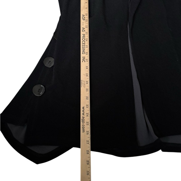 Soft Surroundings Black Draped Sleeveless Vest | Open Front Button Sides | PL - Picture 6 of 8